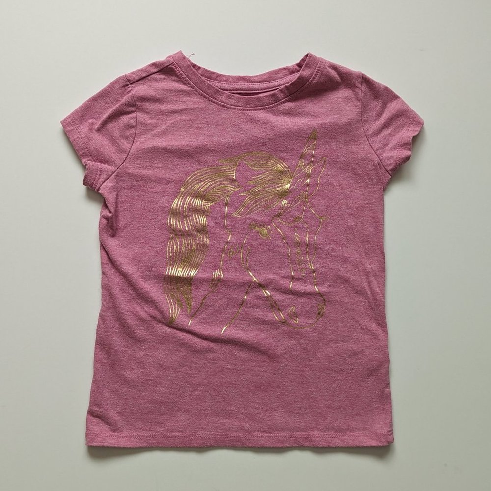Cat & Jack gold unicorn graphic tee pink
